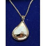 SILVER OPAL AND DIAMOND MEMORY PENDANT ON CHAIN GROSS WEIGHT 7G