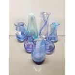 7 COLOURED GLASS VASES INC CAITHNESS