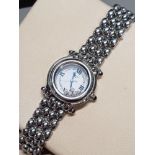 LADIES STAINLESS STEEL CHOPARD HAPPY SPORT WATCH WITH WHITE DIAL AND 5 DIAMONDS QUARTZ MOVEMENT 52
