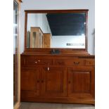 BARKER AND STONE HOUSE 4 DRAWER OVER 3 DRAWER SIDEBOARD TOGETHER WITH MATCHING OVERMANTLE MIRROR