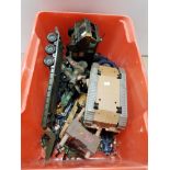 A BOX OF ASSORTED TOYS INC MILITARY VEHICLES ETC