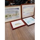 4 ASSORTED WATERCOLOURS INC WARKWORTH SIGNED BY ERIC W TYRIE ETC