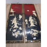 A PAIR OF ORIENTAL MOTHER OF PEARL HANGING PANELS