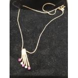 9CT GOLD DIAMOND AND RUBY PENDANT ON CHAIN WEIGHT 4 POINT 5G