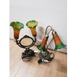 ART NOUVEAU STYLE TWIN ARM TABLE LAMP AND DRESSING TABLE MIRROR LAMP