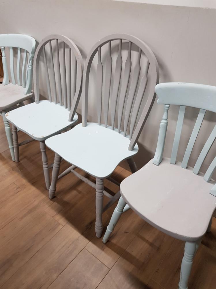 4 PAINTED PINE CHAIRS