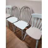 4 PAINTED PINE CHAIRS