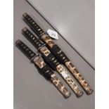 3 ORNAMENTAL MINIATURE JAPENESE SAMURAI SWORDS IN A SNAKE SKIN DESIGN