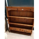 MODERN PINE WALL HANGING BOOKSHELF WITH 2 DRAWERS