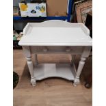 MODERN PAINTED PINE WASH TABLE WITH SINGLE DRAWER