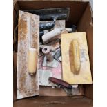 BOX OF PLASTERING TROWELS