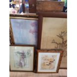 4 PRINTS INC GILT FRAMED FARM SCENE