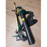 GARDEN BLOWER VAC AND BUNDLE OF TOOLS