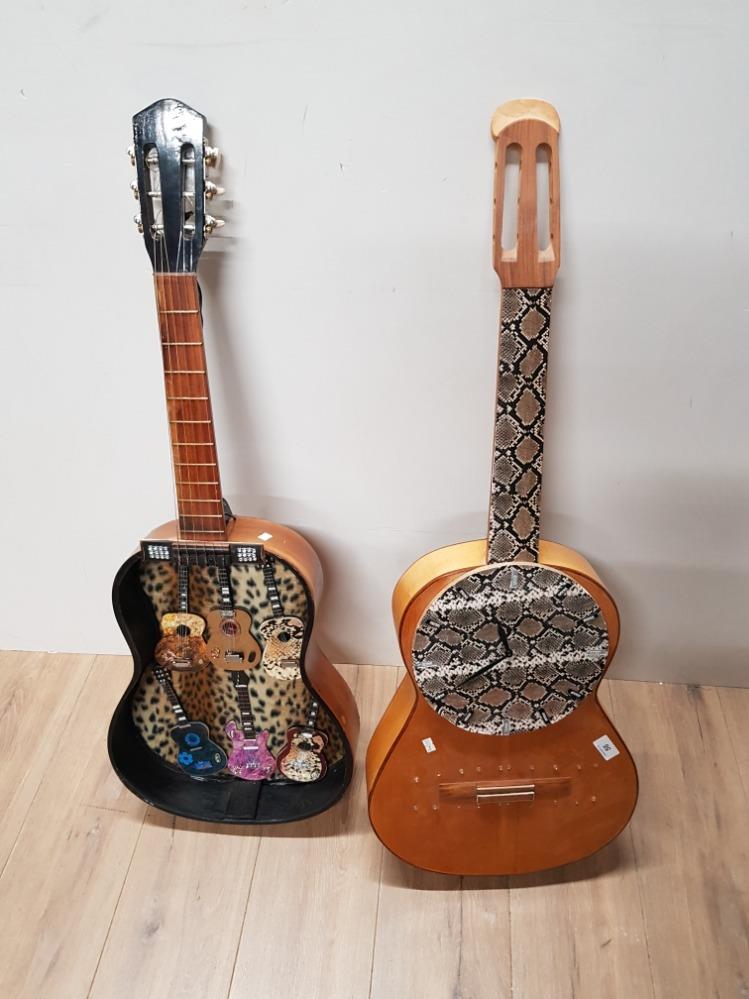 2 CONVERTED ACOUSTIC GUITARS WALL CLOCK AND WALL HANGING