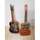 2 CONVERTED ACOUSTIC GUITARS WALL CLOCK AND WALL HANGING