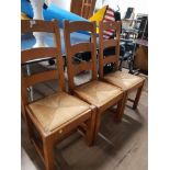 A SET OF 3 FARMHOUSE LADDER BACK CHAIRS