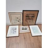 5 FRAMED PRINTS INCLUDES GREYS MONUMENT AND HEXHAM STATION ETC