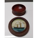 TRINKET BOX WITH REVERSE PAINTED PICTURE ON GLASS OF A OLD ROYAL NAVY SHIP