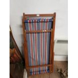 2 WOODEN FRAMED FOLDING DECK CHAIRS