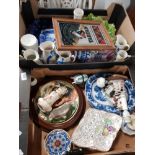 2 BOXES OF ASSORTED WARE INC COOPER CLAYTON AND A LAMP ETC