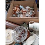 2 BOXES OF ASSORTED WARE INC WEDGWOOD CRYSTAL CUT GLASS ETC