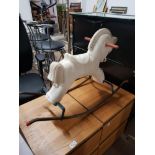 VINTAGE ROCKING HORSE WITH METAL BASE