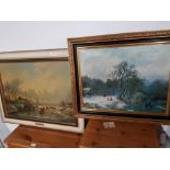 2 GILT FRAMED PICTURES INCLUDES J SPOHLER WINTER IN HOLLAND 1 OTHER WINTER SCENE