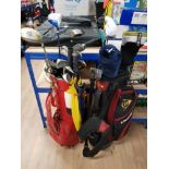 2 GOLF BAGS BOTH CONTAINING GOLF CLUBS