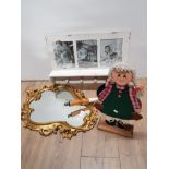 HANGING COAT RACK WITH 3 PICTURE SLOT PHOTO DISPLAY PLUS GILT MIRROR AND CROFTON PAN ETC