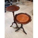 2 MAHOGANY PEDESTAL WINE TABLES