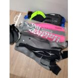 BOX CONTAINING DIVING EQUIPMENT INCLUDES RALF TECH WET SUIT AND MANTA FLIPPERS ETC