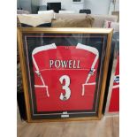 FRAMED AND MOUNTED CHRIS POWELL FOOTBALL SHIRT CHARLTON ATHLETIC 2003 TO 2004