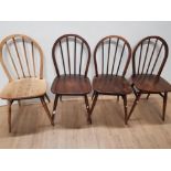 4 WINDSOR BACKED DINING CHAIRS