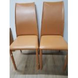 2 BROWN LEATHERETTE DINING CHAIRS