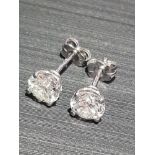 3/4 CT EACH SOLITAIRE DIAMOND STUDS SET IN PLATINUM S1 J/K