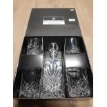 ROYAL DOULTON CRYSTAL GIFT SET WHICH INCLUDES GLASS DECANTER AND A SET OF 4 WHISKEY TUMBLERS