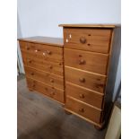 PINE 4 DRAWER CHEST OF DRAWS AND PINE 5 DRAWER TOWER CHEST