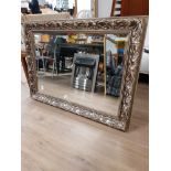 NICE SILVER EFFECT FRAMED OVER MANTLE MIRROR