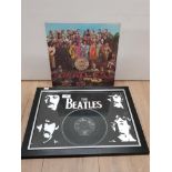 BEATLES LP RECORD SGT PEPPERS LONELY HEARTS AND FRAMED BEATLES 45 P S I LOVE YOU