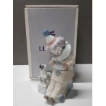 LLADRO FIGURE 5279 PIERROT WITH CONCERTINA AND PUPPY WITH ORIGINAL BOX