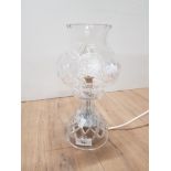 A CRYSTAL LAMP WITH ETCHED GLASS SHADE