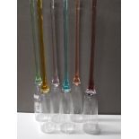 SET OF 6 COLOURED GLASS BOTTOMLESS BASED CHAMPAGNE FLUTES