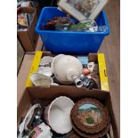 3 BOXES OF ASSORTED WARE INC A LAMP GLASS WARE ETC