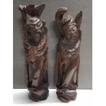 PAIR OF CHINESE CARVED WOODEN FIGURES