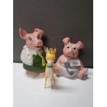 2 WADE NATWEST PIGS TOGETHER WITH A BABY CHAM MASCOT