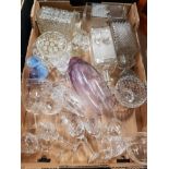 A BOX OF ASSORTED GLASS WARE INC CAITHNESS VASE