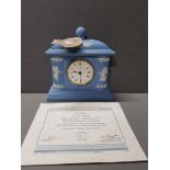 THE JOSIAH WEDGWOOD BICENTENARY CLOCK IN ORIGINAL BLUE JASPER