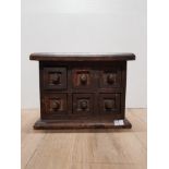 MINIATURE HARDWOOD 6 DRAWER SPICE CHEST