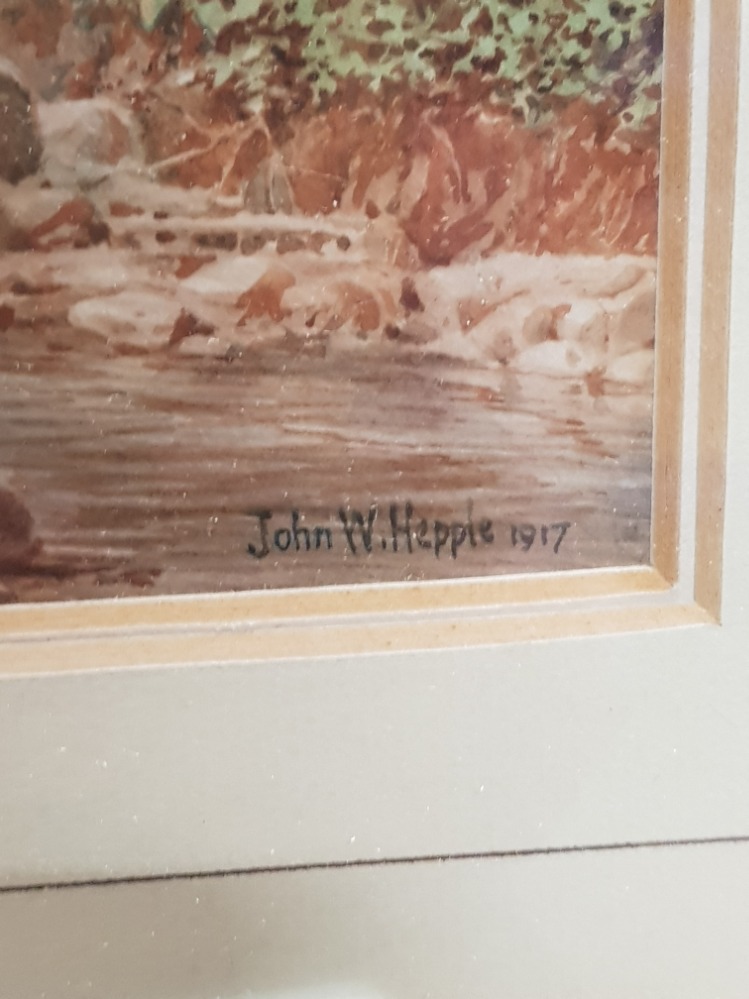 JOHN A HEPPLE 1917 SIGNED WATERCOLOUR LAKE AND RIVER SCENE - Image 2 of 2