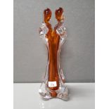 MURANO FREEFORM RED GLASS CASED CLEAR GLASS 33CM LOVERS SCULPTURE